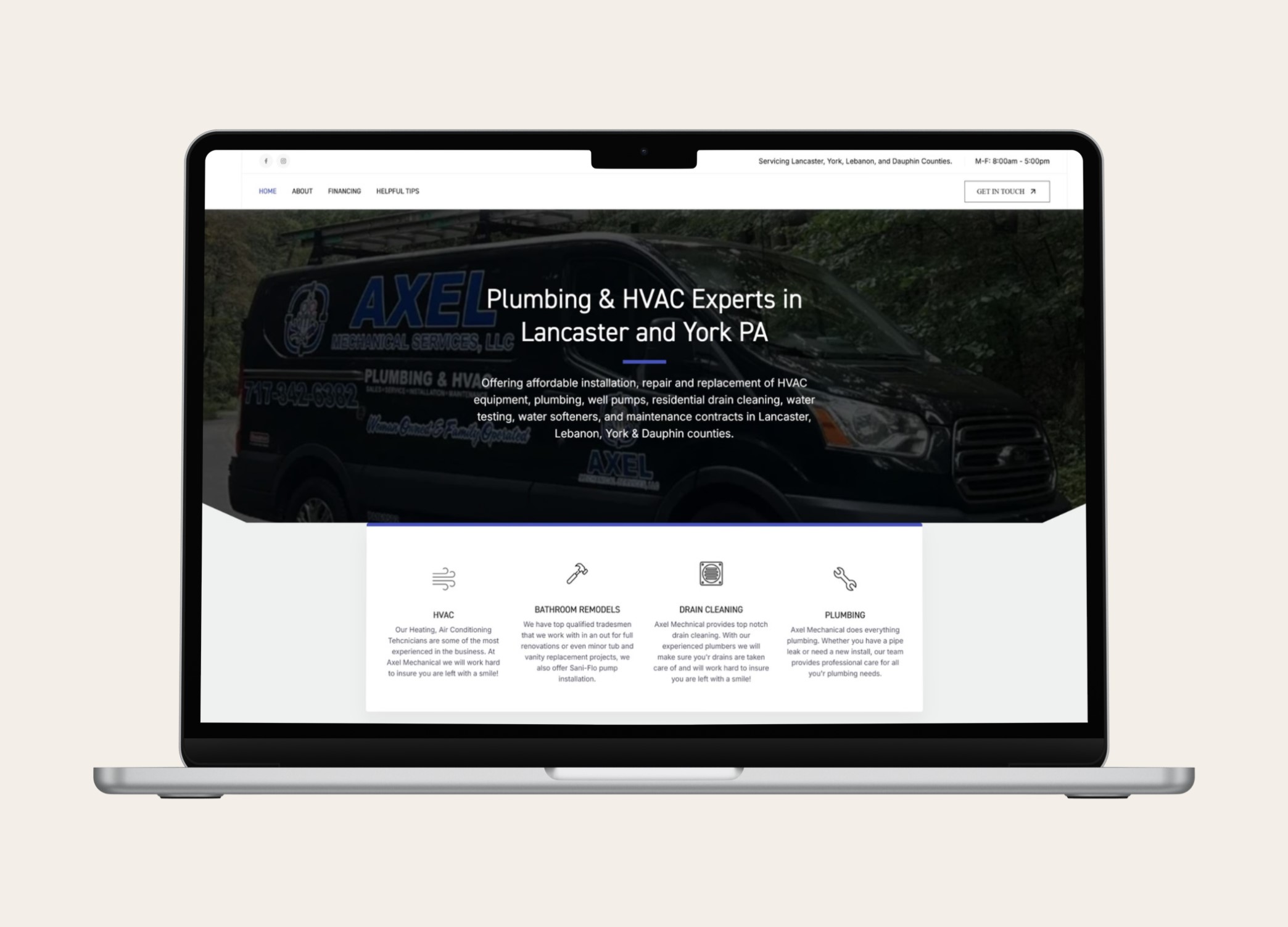 HVAC company website design by Fishtown Web Design